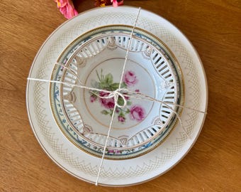 Pink Rose China Set: Bavarian Bowl, Noritake Plate & Royal Doulton Plate
