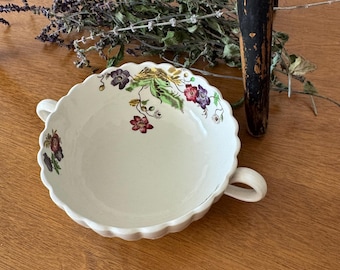 Vintage Midcentury Copeland Spode England "Wicker Lane" Cream Soup Bowl, 1940s
