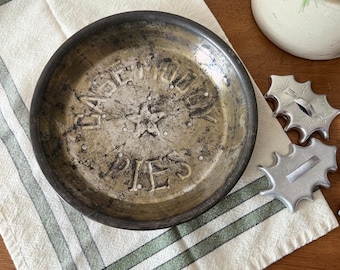 Vintage 1940s Case-Moody Pie Tin, Rustic Metal, Star, Vent Holes