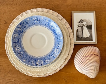 Antique Blue Transferware Dish: Fondeville Ambassador Ware, England