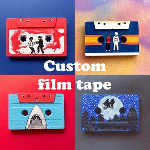 Fita de filme personalizada, design de filme pintado à mão de sua escolha em fita cassete
