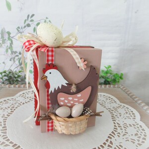 Chicken & Eggs Standing Mini Book Stack / Spring/ Summer / Tiered Tray Decor / Shelf / Farmhouse / Home Display