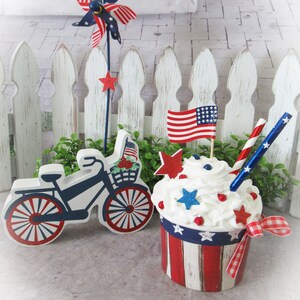 Patriotic Themed Sweet Treat Cup / Faux Whip Topping / Decor USA / Tier Tray Decor / Rae Dunn Inspired / Farmhouse / Home Decor