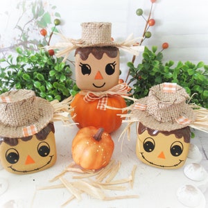 Marshmallow Scarecrow Friends / Fake Bake / Fall Harvest / Autumn / Cocoa / Coffee Bar / Tiered Tray Decor / Shelf / Rae Dunn Inspired