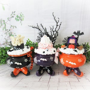 Halloween Themed Witch Ramekins / w Faux Whip Fill Toppers / Witch / Ghost / Little Ghosts / Home / Tiered Tray Decor / Rae Dunn Inspired