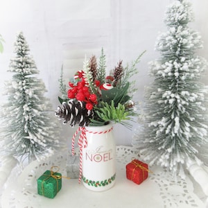 Mini Winter Theme Display / Noel Centerpiece / Winterberries / Peppermint Candy / Christmas / Home / Tiered Tray Decor / Rae Dunn Inspired