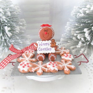 Gingerbread Cookie Tray Decor: Faux Snowflake Cookies, Tiered Tray Display