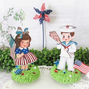 Patriotic Themed Display / Boy/Girl / Decor USA / Stars & Stripes / Home / Shelf / Tiered Tray Decor / Rae Dunn Inspired