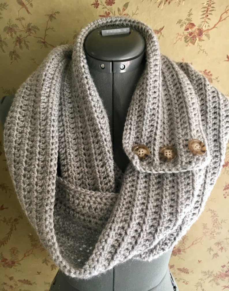 Long Buttoned Infinity Scarf image 2