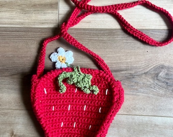 Handmade Crochet Strawberry Crossbody Bag