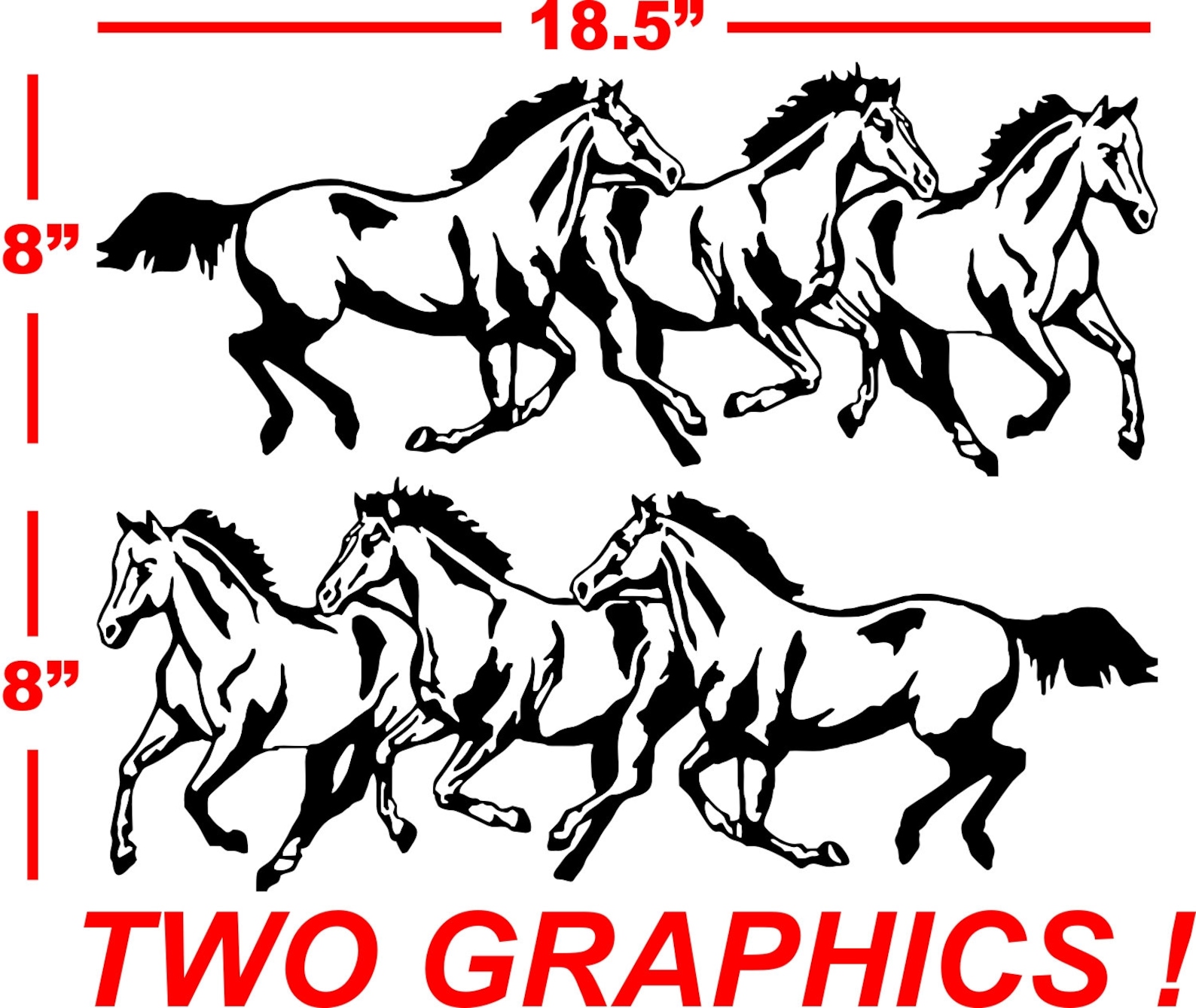 Three Running Horses Graphics Large Pair Auto Trailer Decals 2 Etsy
