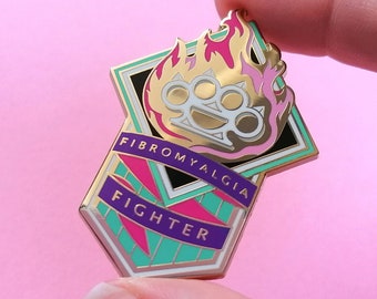 Fibromyalgia Fighter Enamel Pin, Spoonie Gift
