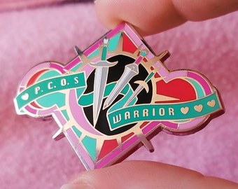 PCOS Warrior enamel pin badge, spoonie gifts, PCOS gifts, PCOS awareness, disability pride pin, spoonie pin, invisible illness club