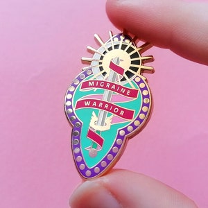 Migraine Warrior Enamel Pin badge, spoonie gifts, migraine gift, gifts for migraine, headache girl, chronic pain gift, invisible illness