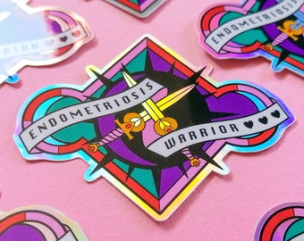 Sticker holographique guerrier de l'endométriose, cadeau de sensibilisation à l'endo