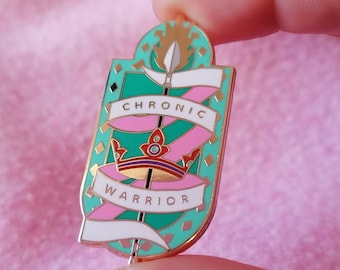 Chronic Warrior Enamel Pin Badge, Spoonie gift, chronic illness, chronic pain gift, invisible illness club pin, spoonie pin, disabled artist