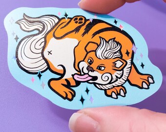 Growlithe sticker, holographic sparkles, growlithe art