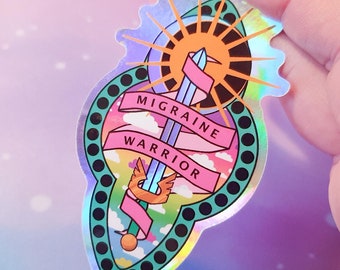 Migraine Warrior Holographic Sticker: Migraine Club Gift