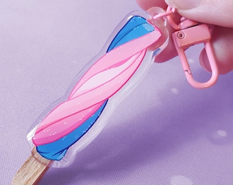 Trans Pride Ice Lolly Keychain: Acrylic & Wood, LGBTQIA+ Pride