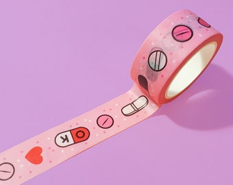 Pink Pill Washi Tape: Kawaii Planner Tape