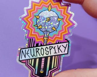 Neurospiky glitter sticker for neurodivergent people,  autism sticker, ADHD sticker, Neurodiversity, neurodivergent gifts, autism gifts