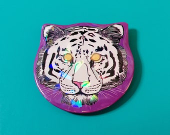 White Tiger Button Badge, Big Cat button Badge, tiger badge, animal badge, animal pin, big cat badge, cat badge, tiger pin