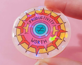 Productivity is not worth pin badge, anticapitalist anti-capitalism pins, political gifts for leftists, socialist pin, spoonie gifts, rest