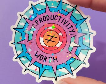 Productivity Does Not Equal Worth sticker, rest is resistance, rest is best, rest is productive, self care gifts, anti-capitalism sticker