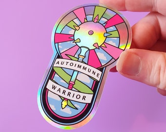 Autoimmune Warrior sticker, autoimmune disease, arthritis, lupus, diabetes, chronic illness, chronic pain, invisible illness, spoonie gift