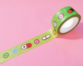 Kawaii Pill Planner Washi Tape: Green Menhera Decorative Tape