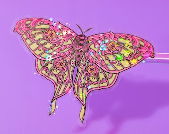 Lunar Moth Sticker, moth sticker, insect sticker, butterfly sticker, colourful sticker, gifts for friends, animal stickers, moth art