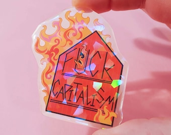 Fuck Capitalism socialist pin badge, anti-capitalism pin, political Christmas gifts for lefties, pin for jacket, liberal gift, wokerati