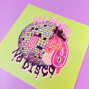 Stampa artistica All Panic No Disco, arte sull'ansia, arte neurodivergente, regali neurodivergenti, arte neurodiversa, sempre ansioso, regali sull'ansia