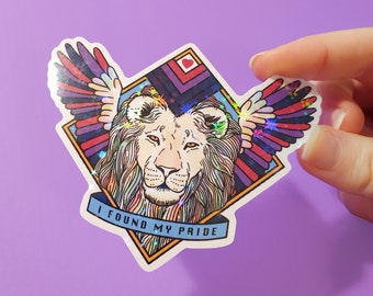 Bi Pride Lion Holographic Sticker - LGBTQIA Pride Flag