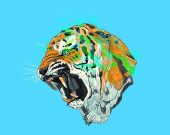 Magical Tiger illustration print A5 A6