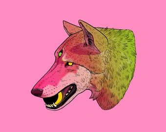 Wolf illustration digital print A6 A5