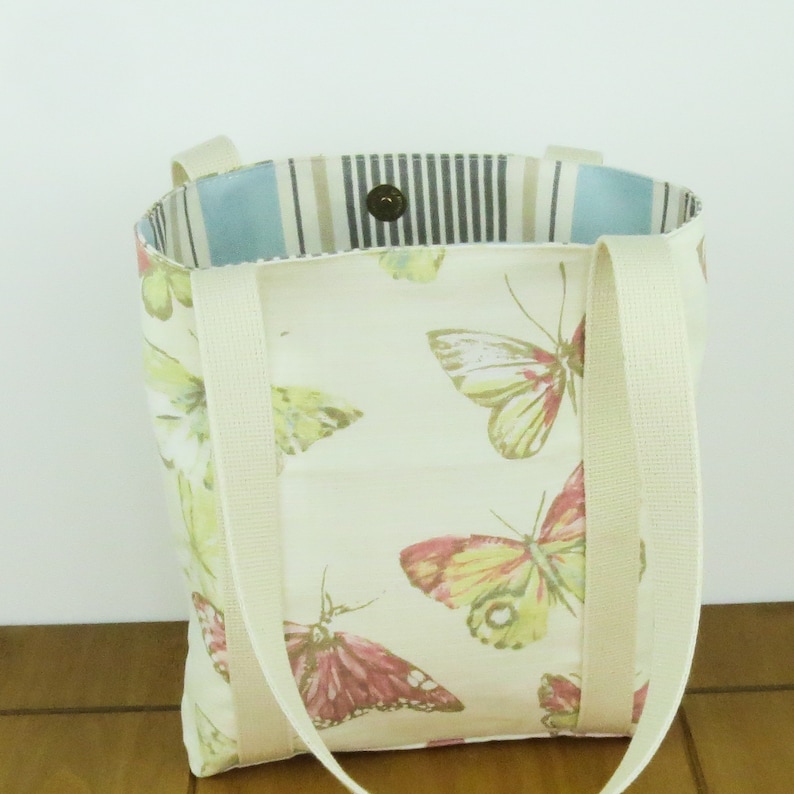 Planner tote bag Gift for girls butterfly handbag with zip pocket Birthday present for her small tote bag Bible tote bag made to order