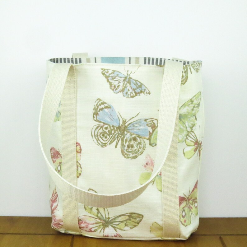 Planner tote bag Gift for girls butterfly handbag with zip pocket Birthday present for her small tote bag Bible tote bag made to order