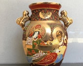 Takito Satsuma Moriage Hand Painted Japanese Vase 8.5 quot Tall