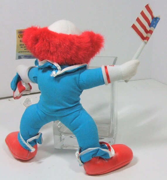 VTG 1999 BOZO the Clown Waving American Flag and Patriotic Top Hat