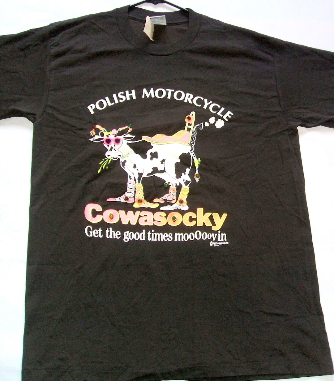 VTG Polish Motorcycle Cowasocky Black T-shirt L Single Stitch New 