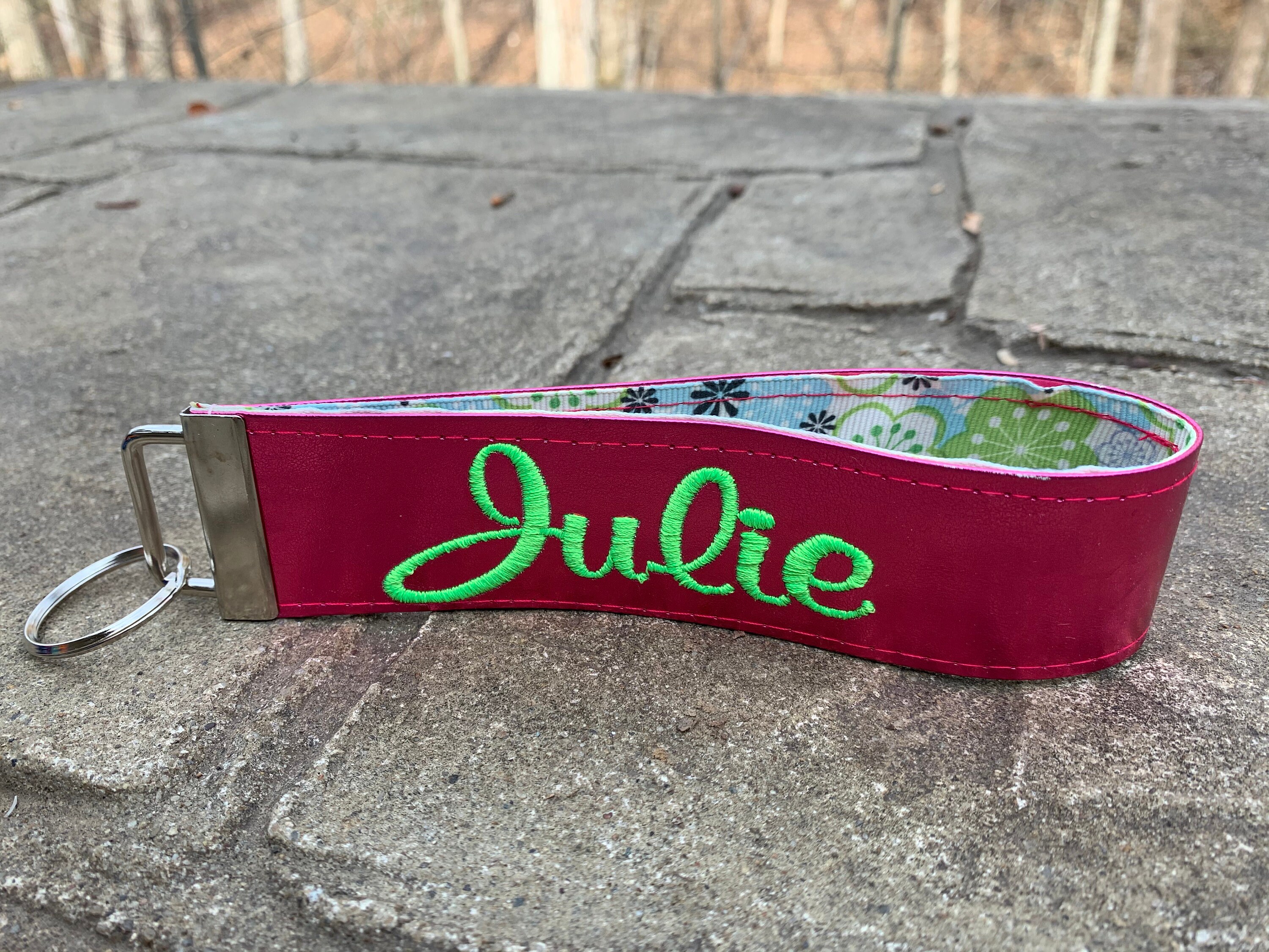 Embroidered Personalized Key Fob Etsy