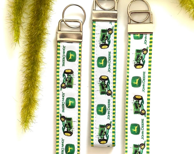 John Deere Tractor Key Fob, fabric keychain, key wristlet