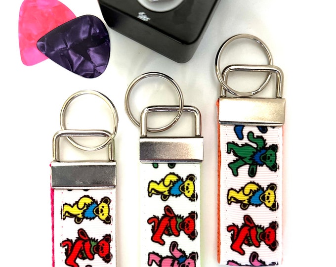 Dancing Bears Key Fob, fabric key chain
