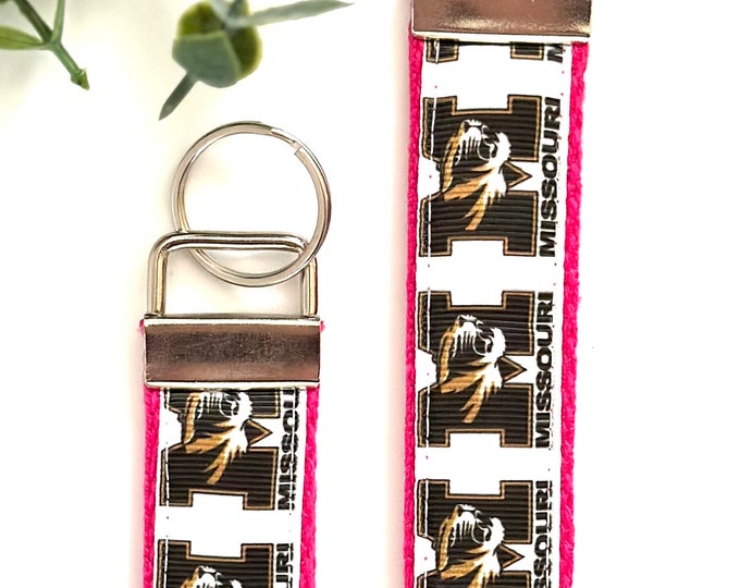Mizzou Tigers Fabric Key Fob, Ribbon Wristlet Keychain