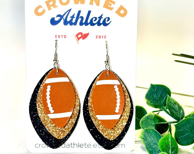 New Orleans Saints Earrings | Handmade Football Dangle Jewelry | Saints Fan Gift | NFL Team Earrings