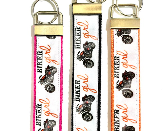 Biker Girl Fabric Key Fob Wristlet