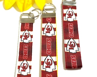 Kansas CIty Chiefs fabric keychain, Key fob, Key wristlet