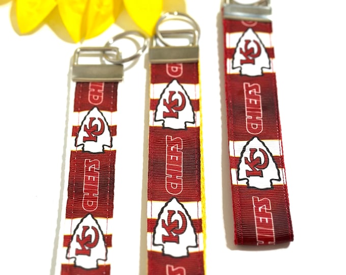 Kansas CIty Chiefs fabric keychain, Key fob, Key wristlet