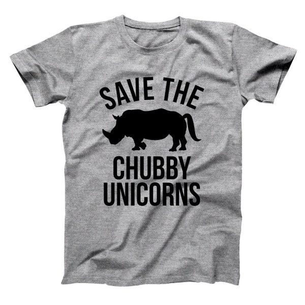 Save The Chubby Unicorns - big tall fat - funny humor retro foodie party tee - XS-6X - Adult Unisex Soft T-shirt